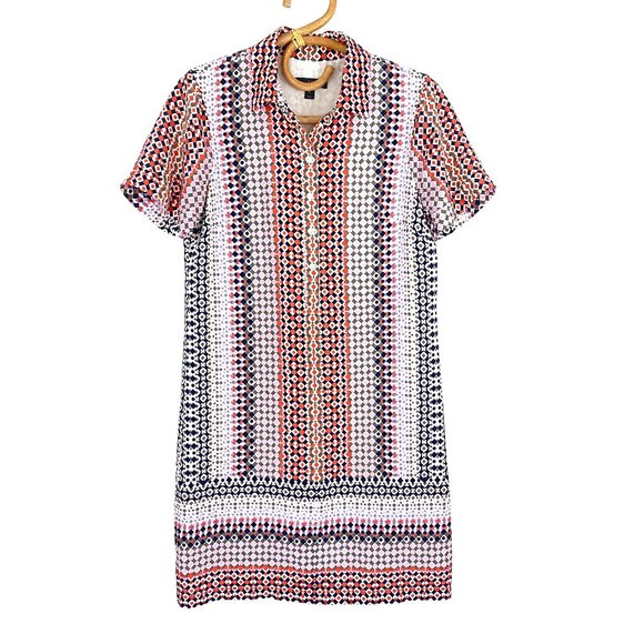 J. Crew Dresses & Skirts - J. Crew Geo Print Short Sleeve Collared Silk Dress